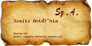 Szeitz Antónia névjegykártya