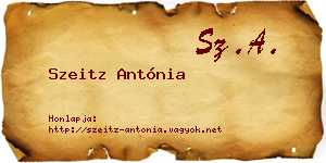 Szeitz Antónia névjegykártya